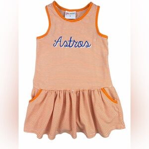 JELLYBEAN Girls Striped Houston ASTROS Embroidered Sleeveless Dress- 4